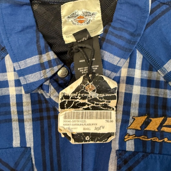Harley Davidson Blue Plaid Button Down Short Sleeve Shirt Men’s Size 2XL - Picture 5 of 13